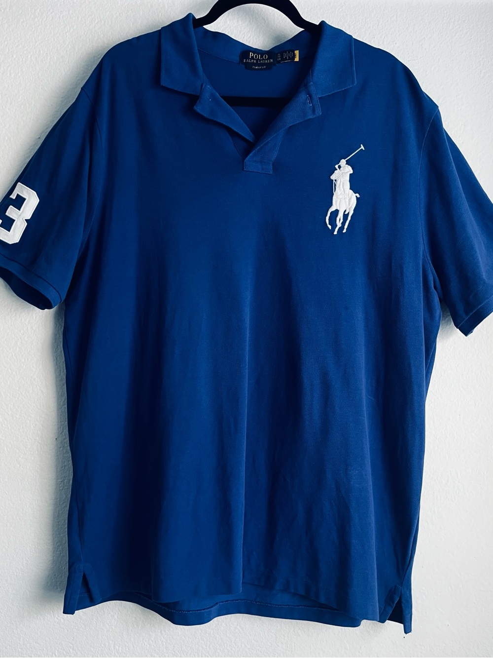 Ralph Lauren Royal Blue Polo with White Pony & Sleeve Number